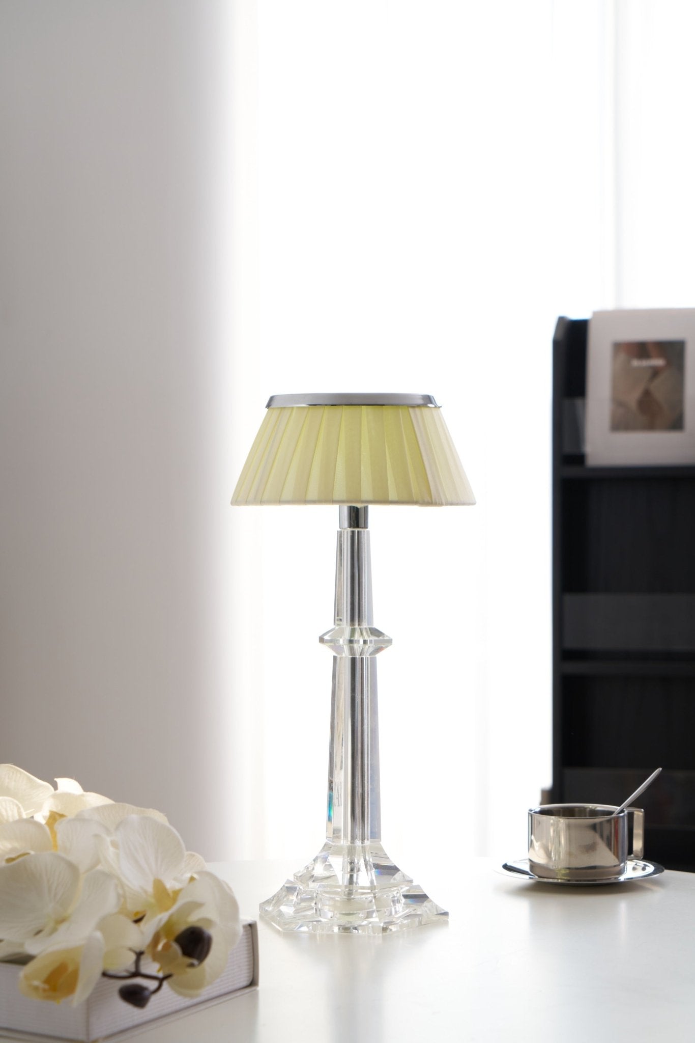 Chrome & Glass Table Lamp with Adjustable Brightness