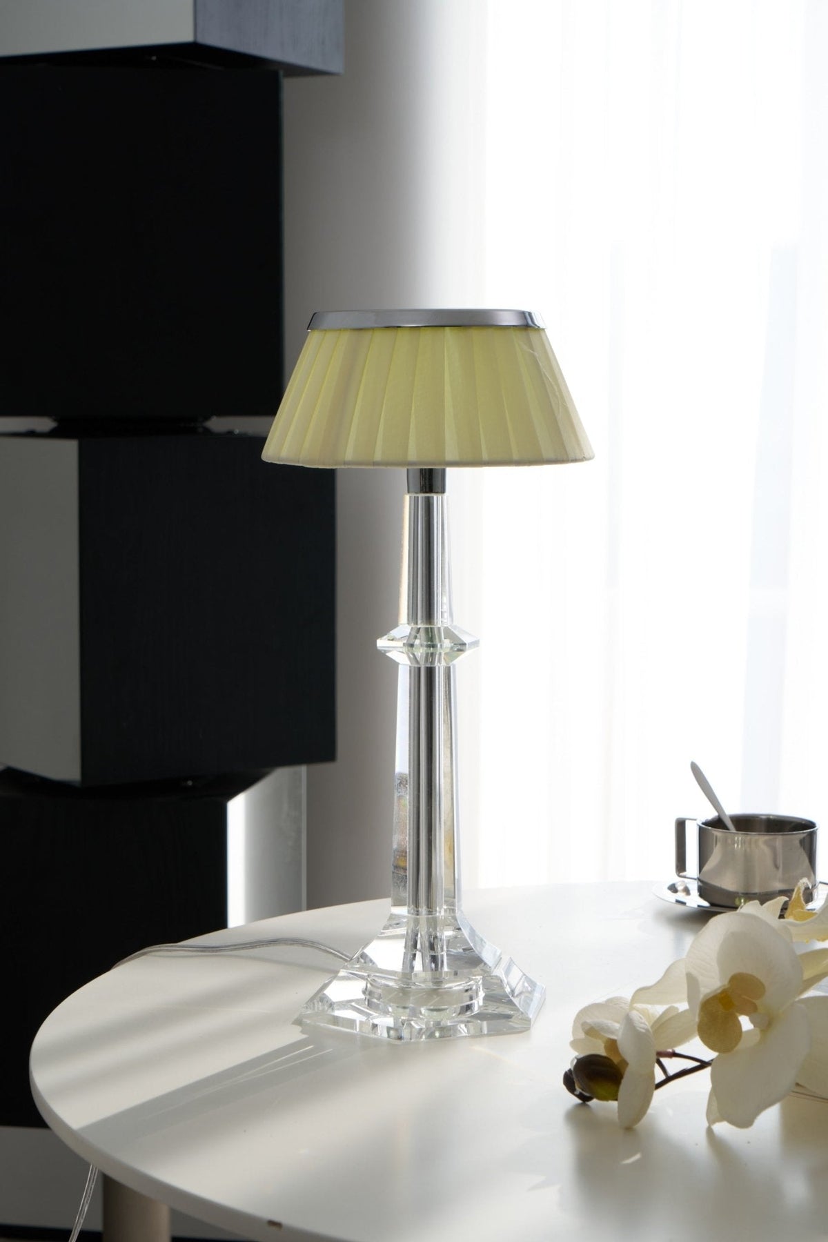 Chrome & Glass Table Lamp with Adjustable Brightness
