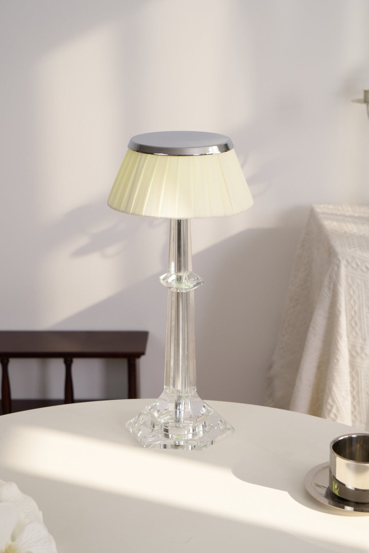 Chrome & Glass Table Lamp with Adjustable Brightness