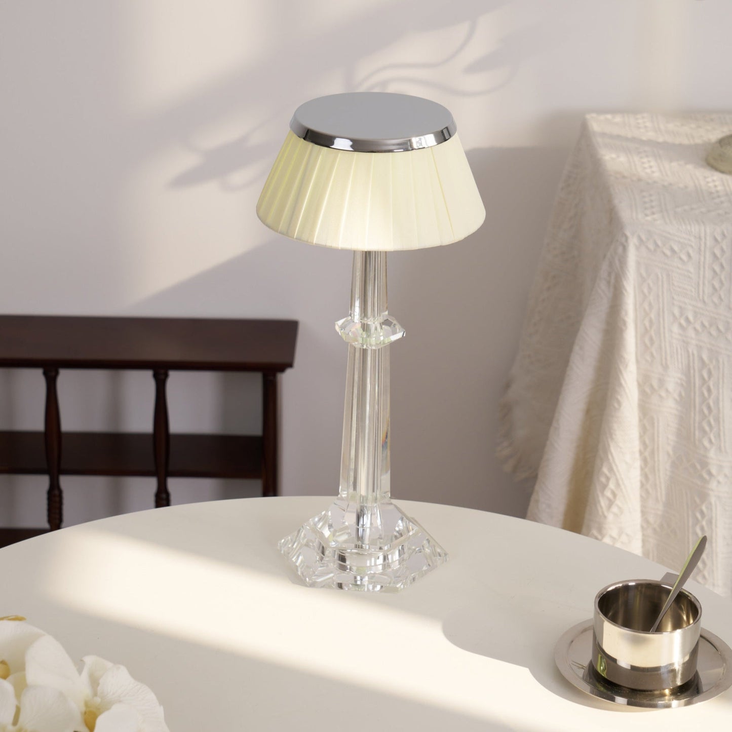 Chrome & Glass Table Lamp with Adjustable Brightness