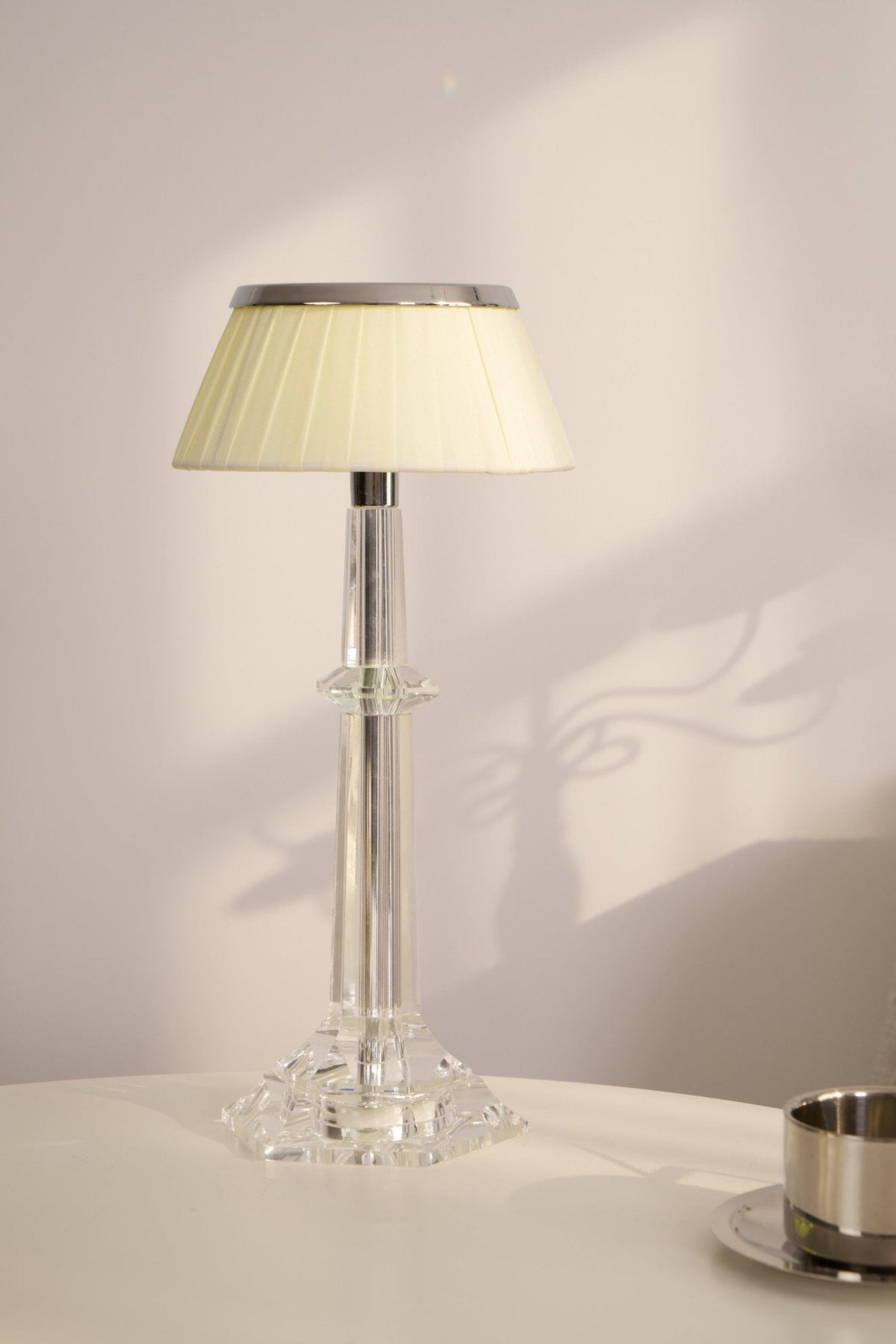 Chrome & Glass Table Lamp with Adjustable Brightness