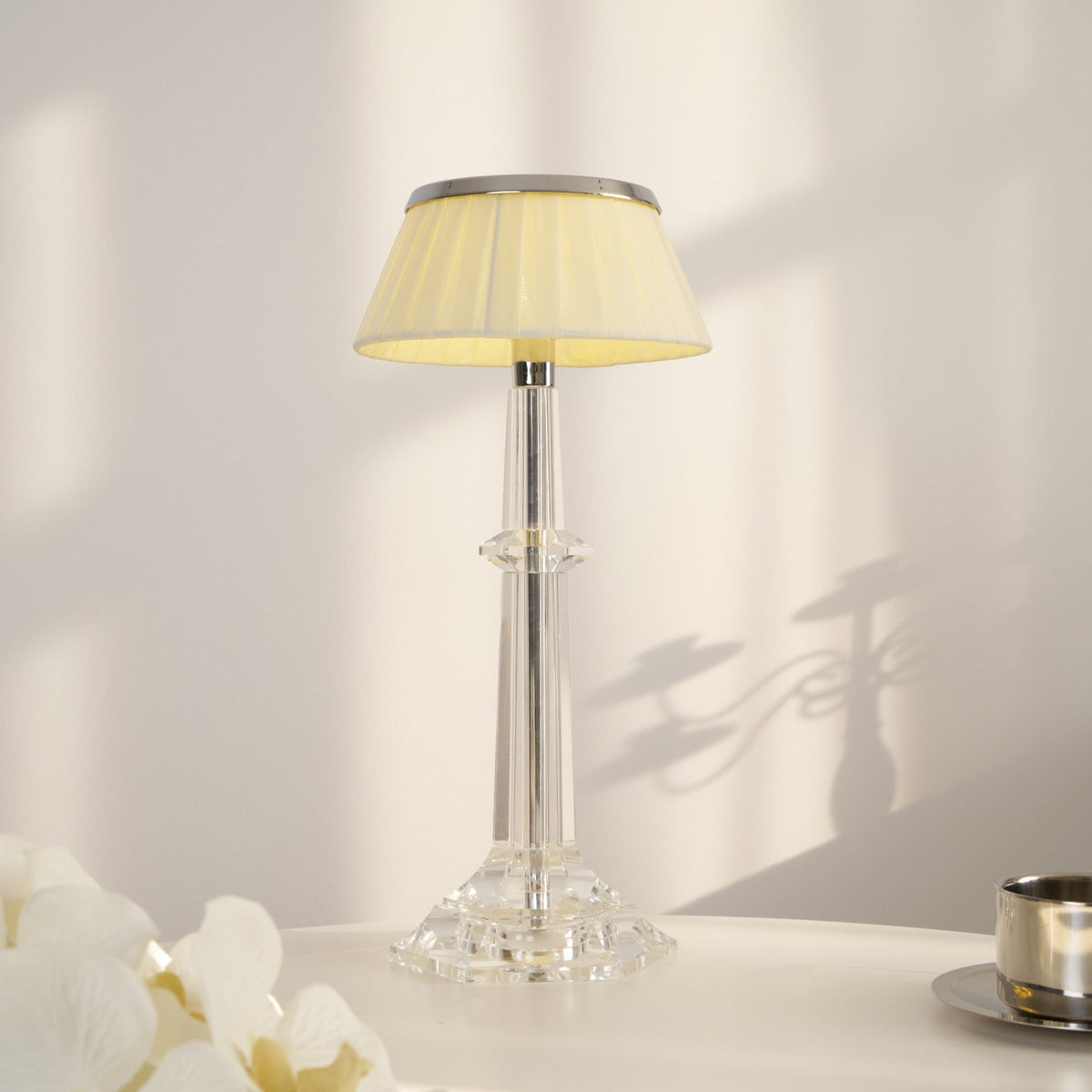 Chrome & Glass Table Lamp with Adjustable Brightness