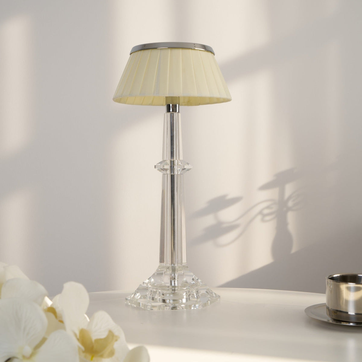 Chrome & Glass Table Lamp with Adjustable Brightness