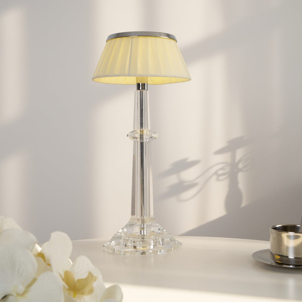 Chrome & Glass Table Lamp with Adjustable Brightness