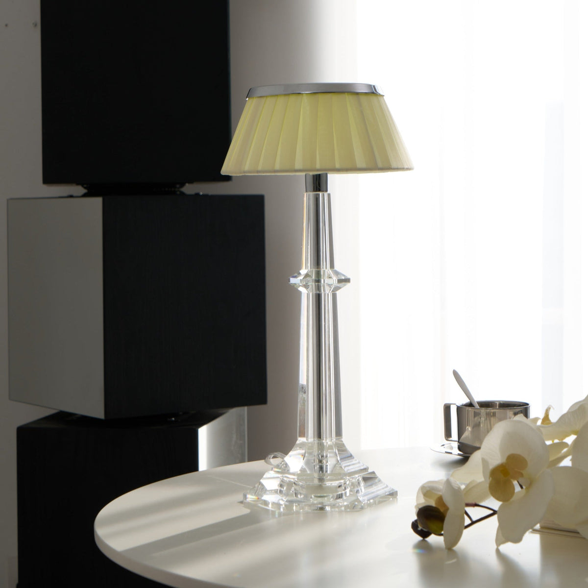 Chrome & Glass Table Lamp with Adjustable Brightness