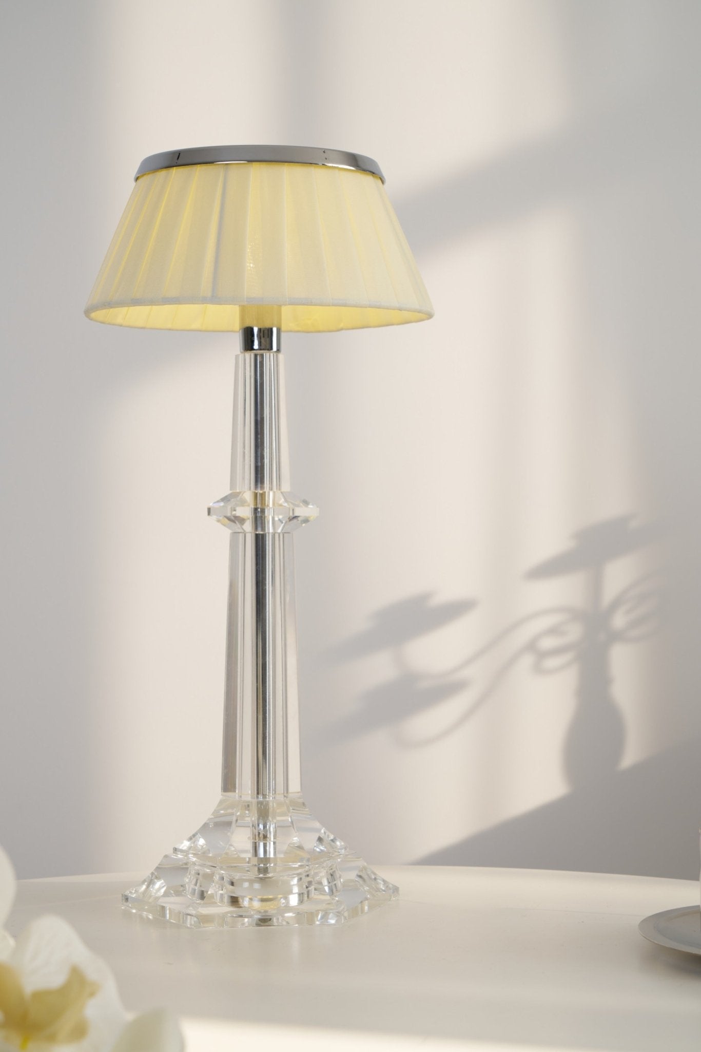 Chrome & Glass Table Lamp with Adjustable Brightness
