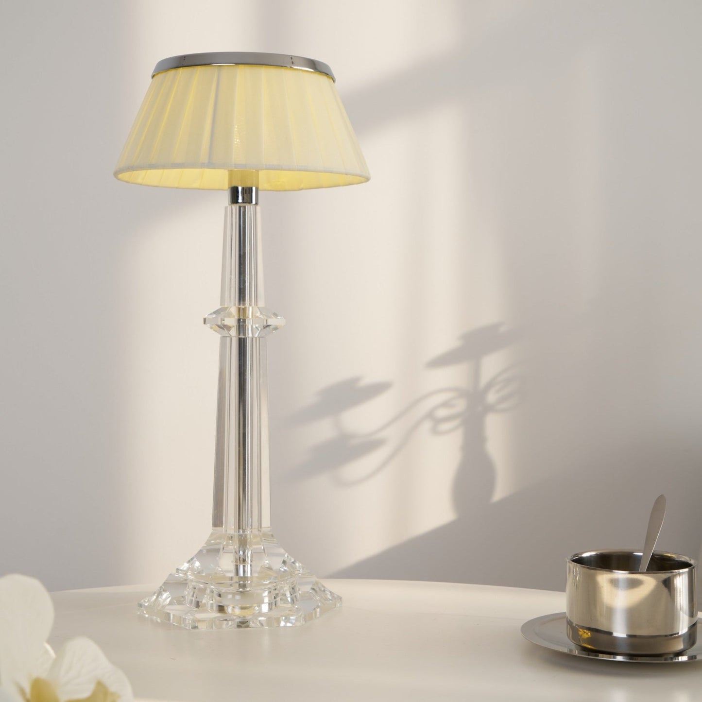 Chrome & Glass Table Lamp with Adjustable Brightness