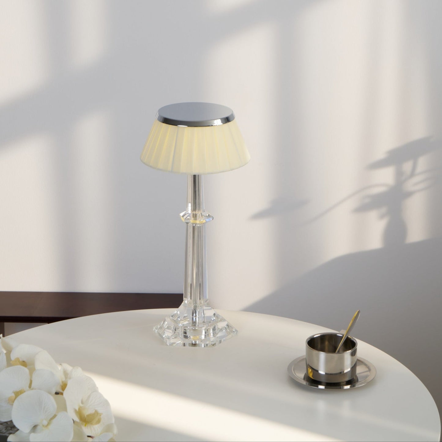 Chrome & Glass Table Lamp with Adjustable Brightness