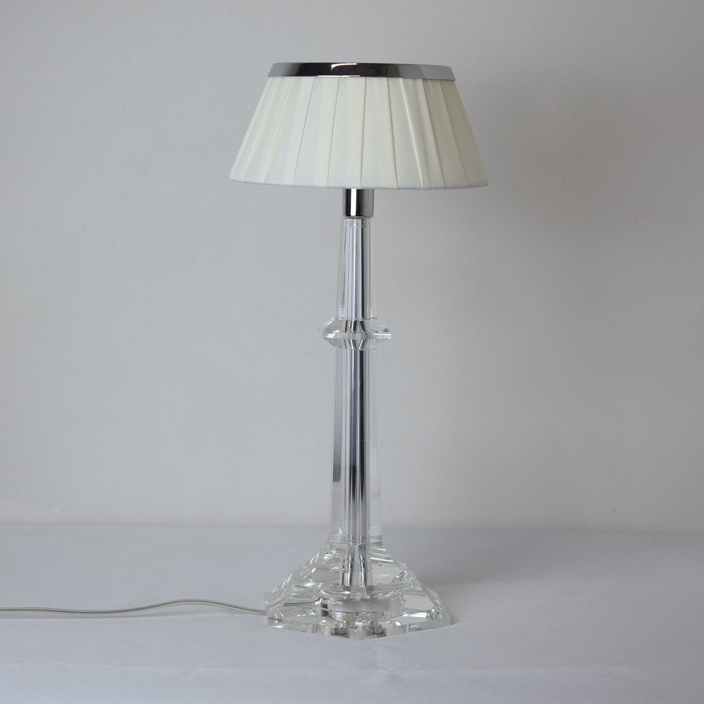 Chrome & Glass Table Lamp with Adjustable Brightness — side view