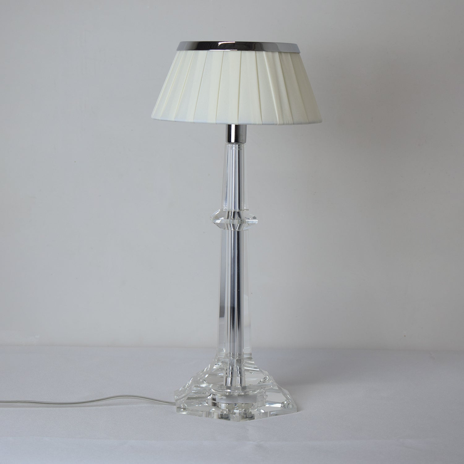 Chrome & Glass Table Lamp with Adjustable Brightness — side view