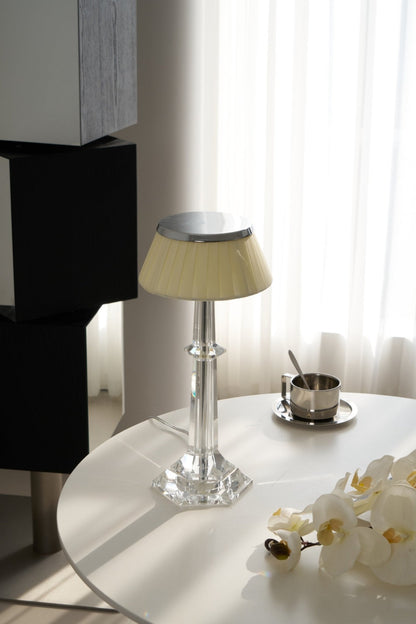 Chrome & Glass Table Lamp with Adjustable Brightness — detail view