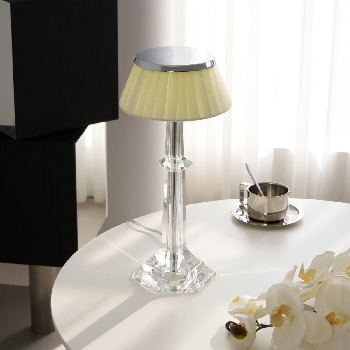 Chrome & Glass Table Lamp with Adjustable Brightness