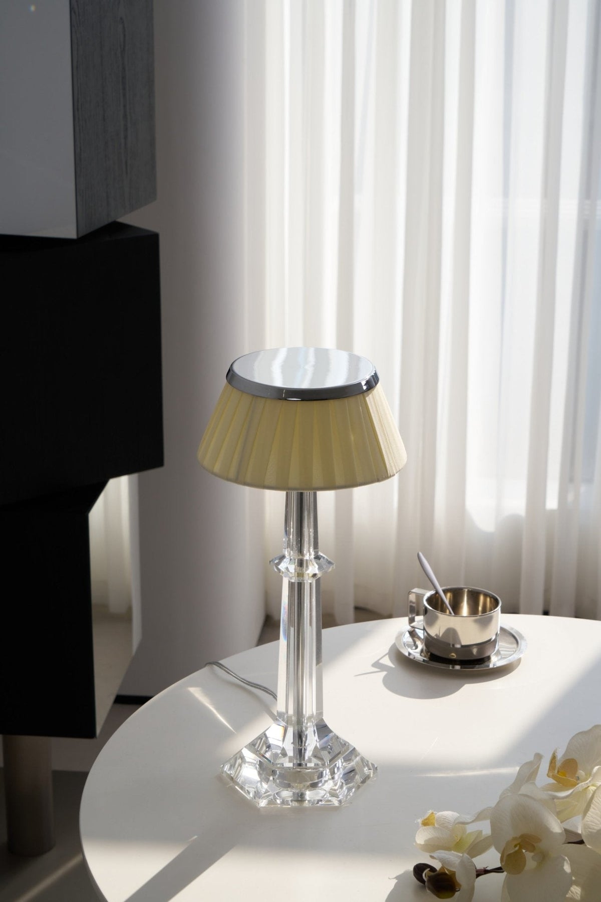Chrome & Glass Table Lamp with Adjustable Brightness