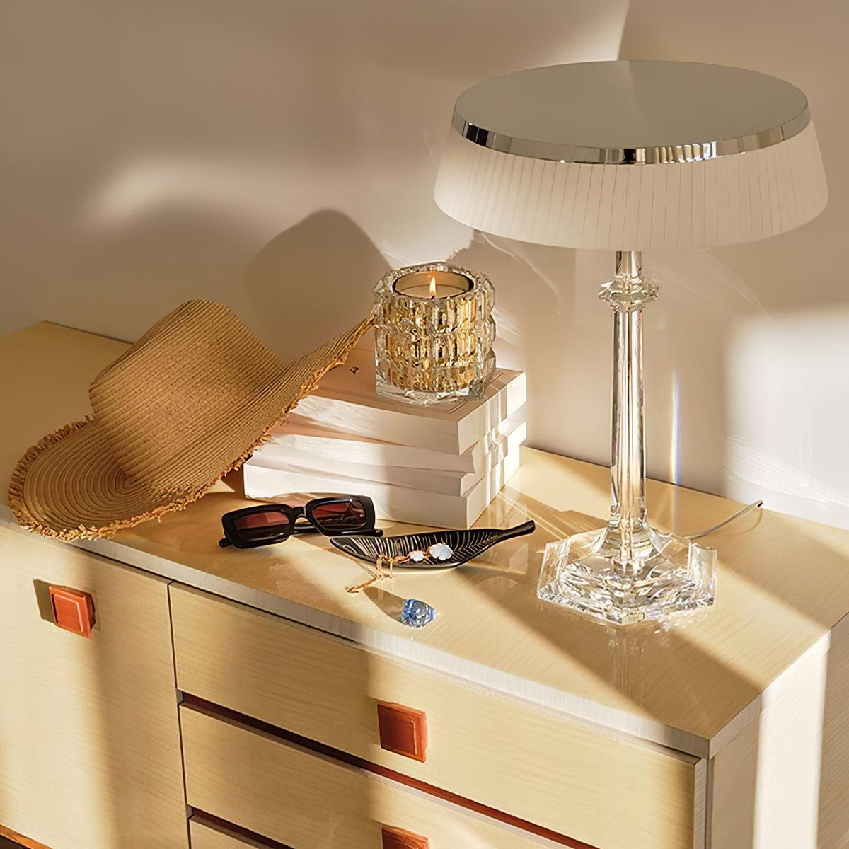 Chrome & Glass Table Lamp with Adjustable Brightness