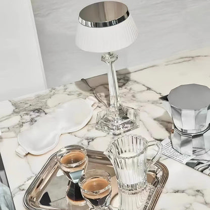 Chrome & Glass Table Lamp with Adjustable Brightness