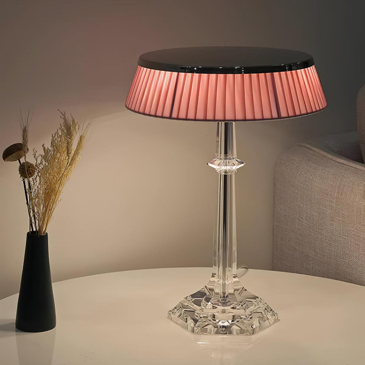 Chrome & Glass Table Lamp with Adjustable Brightness
