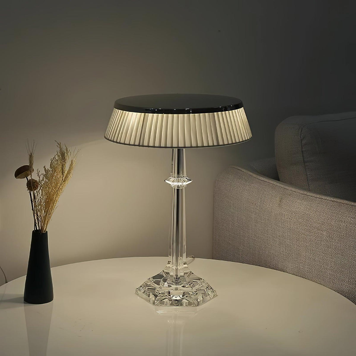 Chrome & Glass Table Lamp with Adjustable Brightness