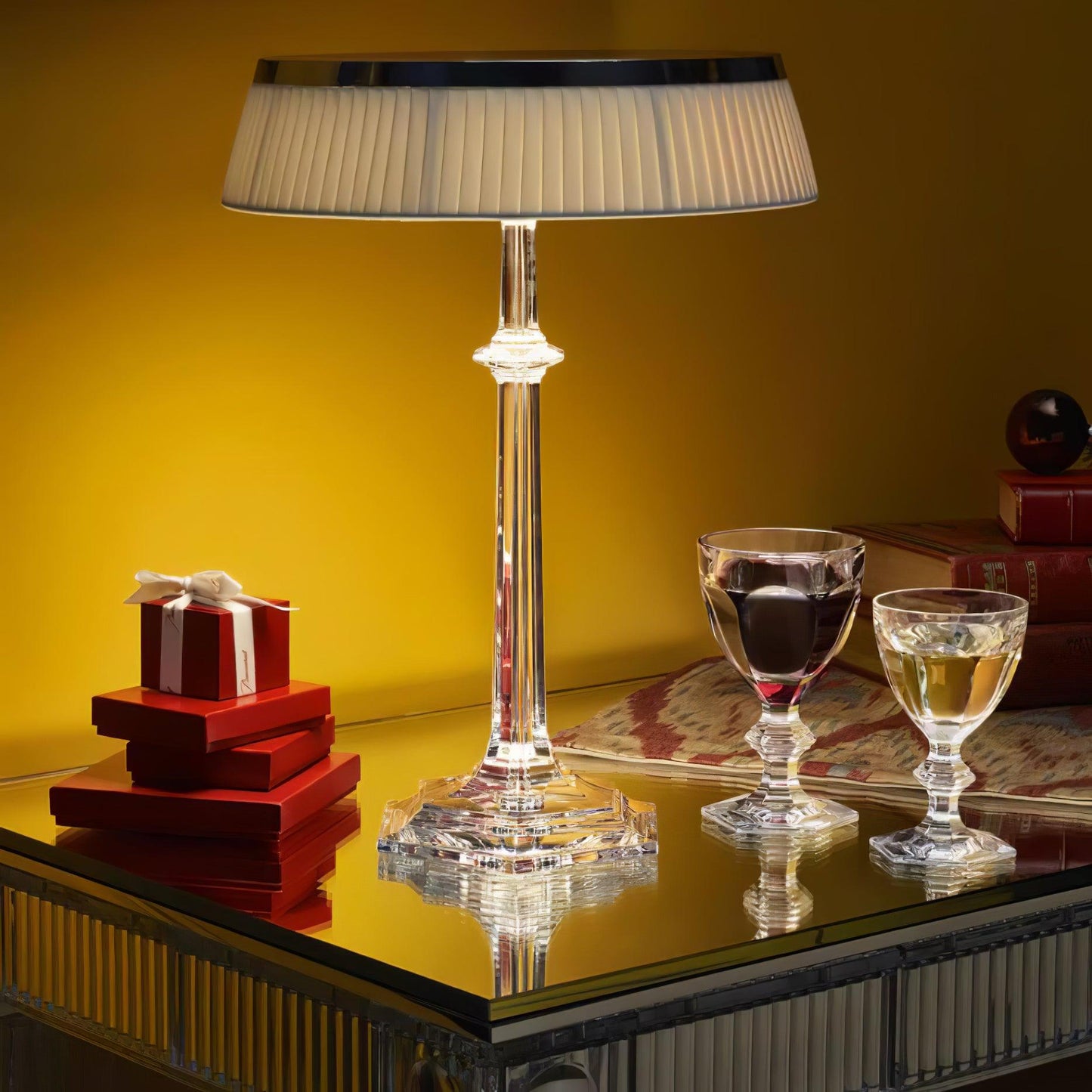 Chrome & Glass Table Lamp with Adjustable Brightness