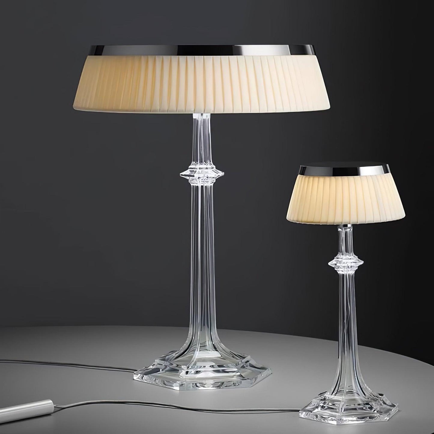 Chrome & Glass Table Lamp with Adjustable Brightness