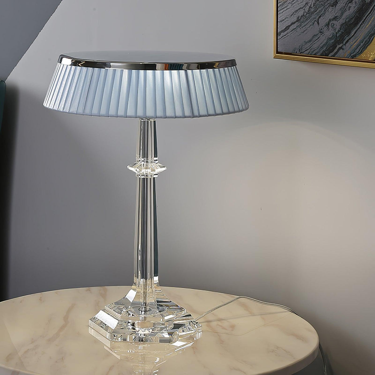 Chrome & Glass Table Lamp with Adjustable Brightness