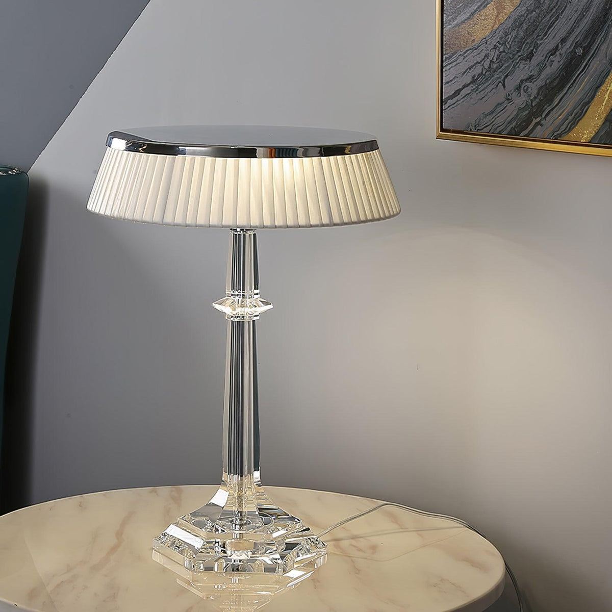 Chrome & Glass Table Lamp with Adjustable Brightness