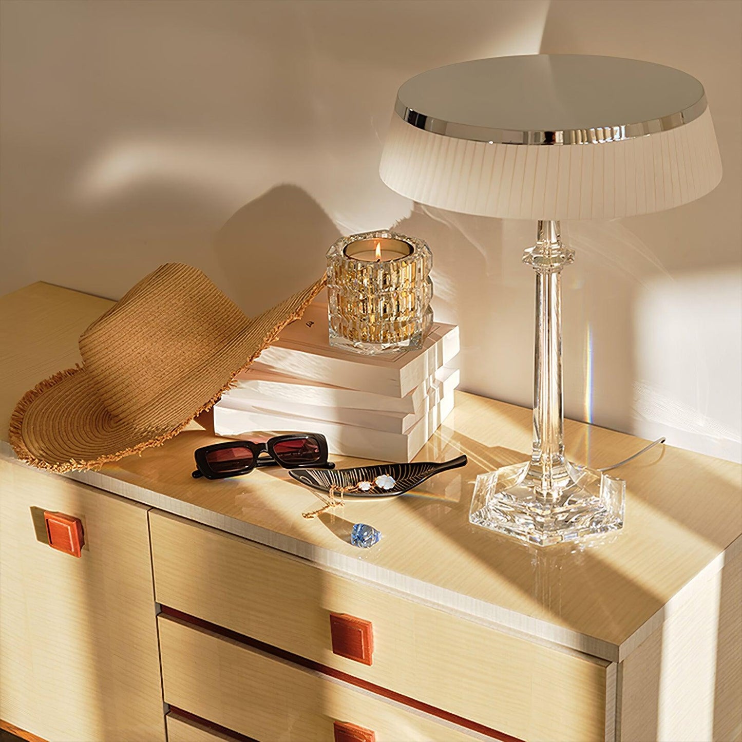 Chrome & Glass Table Lamp with Adjustable Brightness