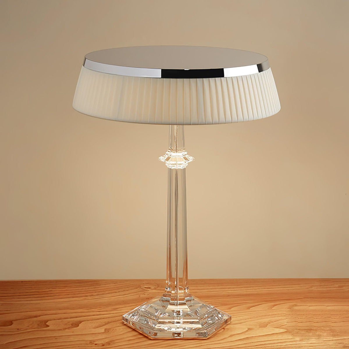 Chrome & Glass Table Lamp with Adjustable Brightness