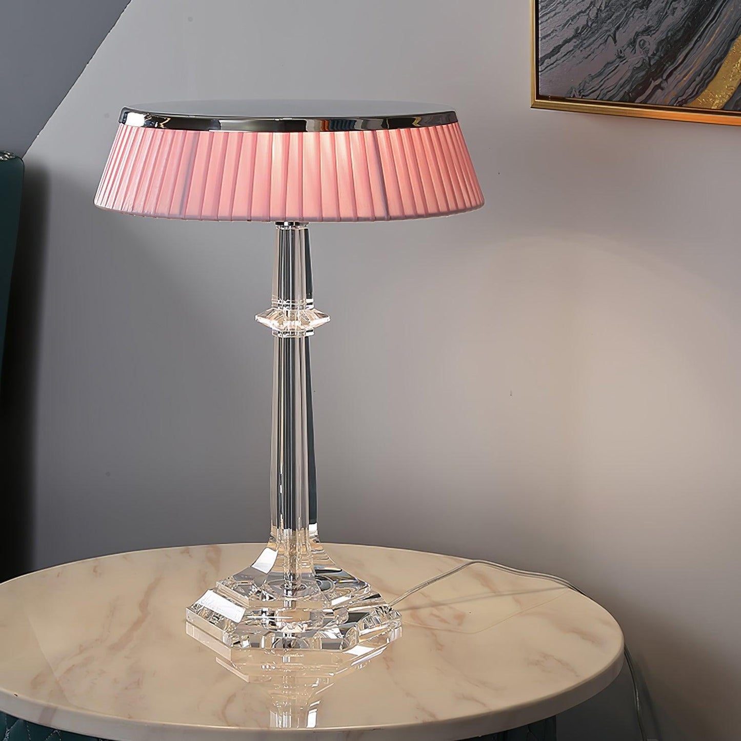 Chrome & Glass Table Lamp with Adjustable Brightness