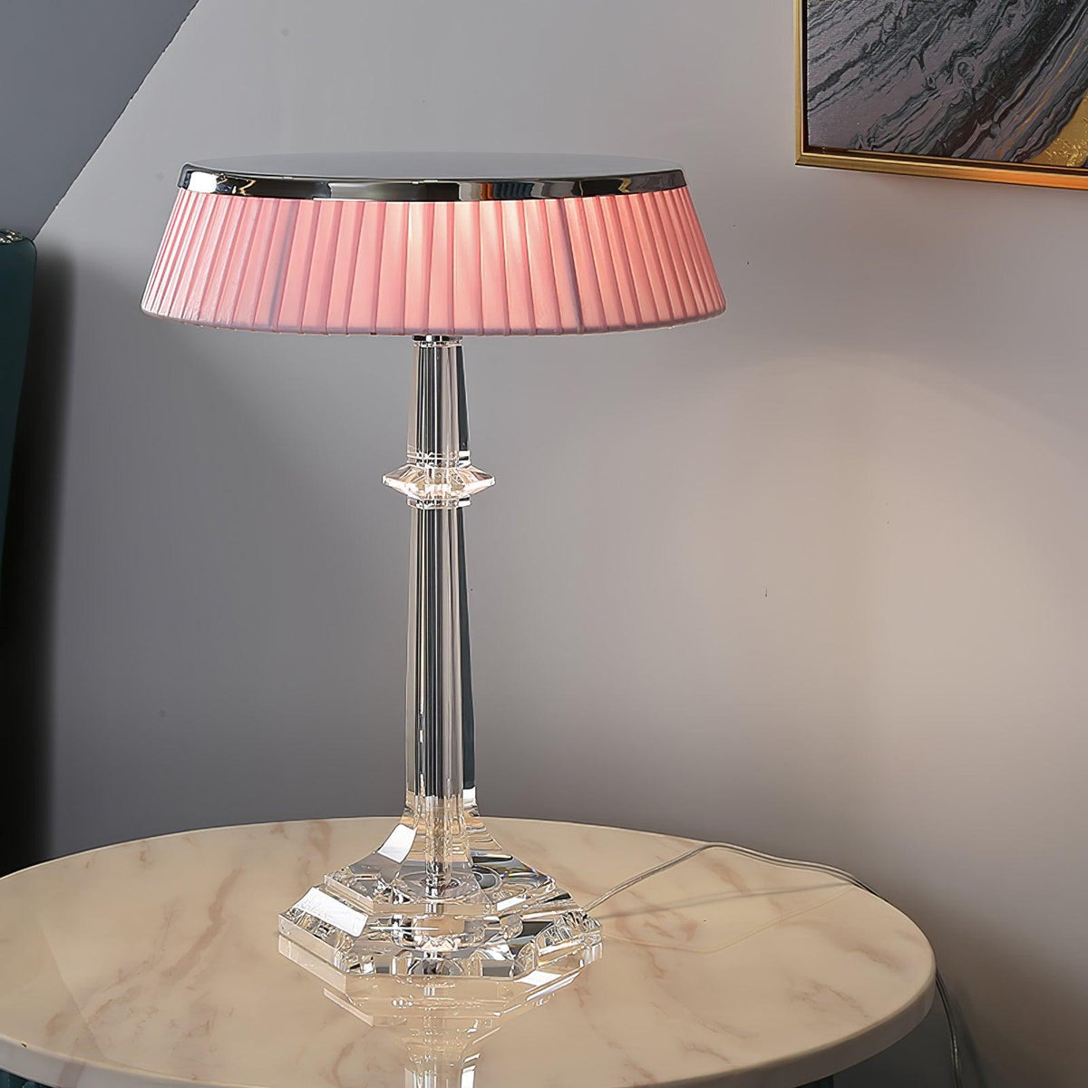 Chrome & Glass Table Lamp with Adjustable Brightness