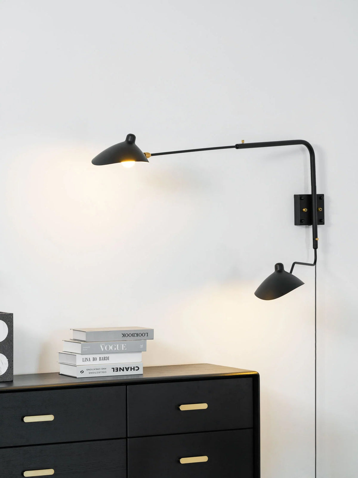 Adjustable Arm Wall Sconce, Energy-Efficient LED — front view