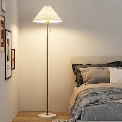 Vintage Pleated Floor Lamp, Soft Ambient Light — front view