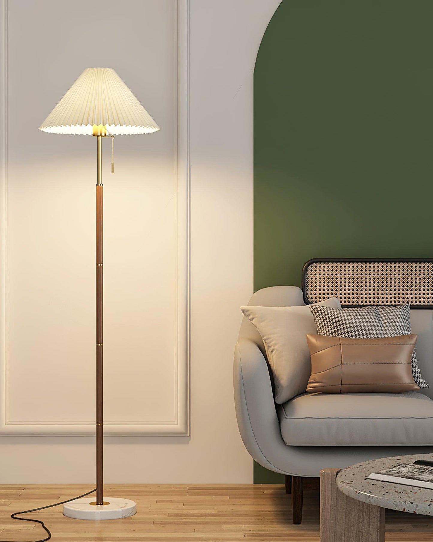 Vintage Pleated Floor Lamp, Soft Ambient Light
