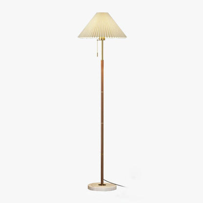Vintage Pleated Floor Lamp, Soft Ambient Light — side view