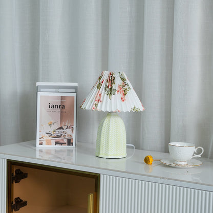 Vintage Pleated Table Lamp with Soft Lighting — alternate angle