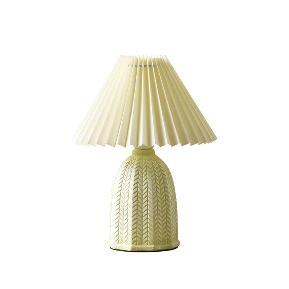 Vintage Pleated Table Lamp with Soft Lighting — front view