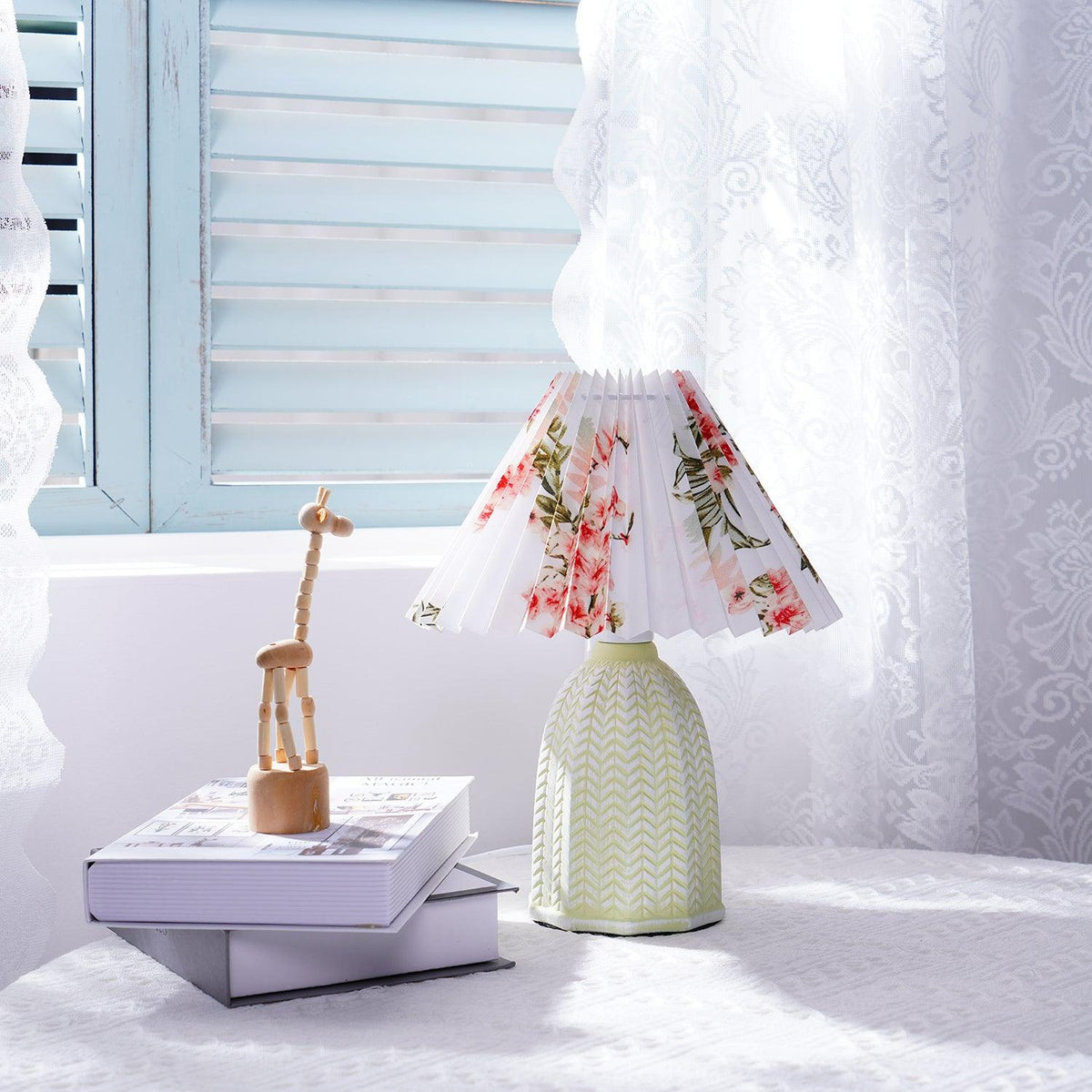Vintage Pleated Table Lamp with Soft Lighting — lifestyle view