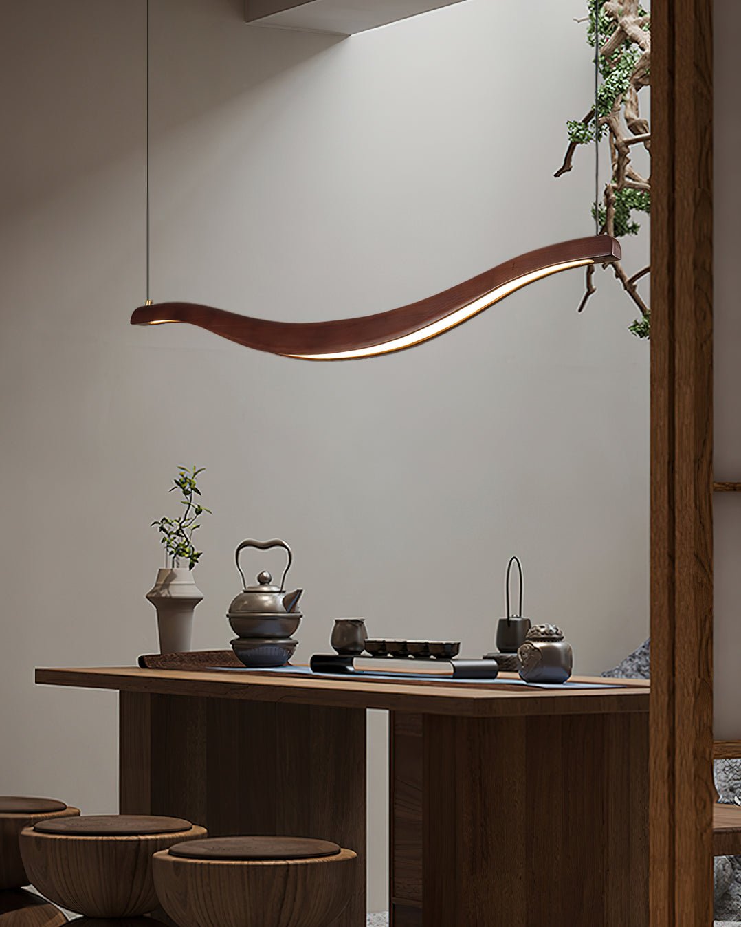 Wave-Shaped LED Chandelier with Dimmable Light