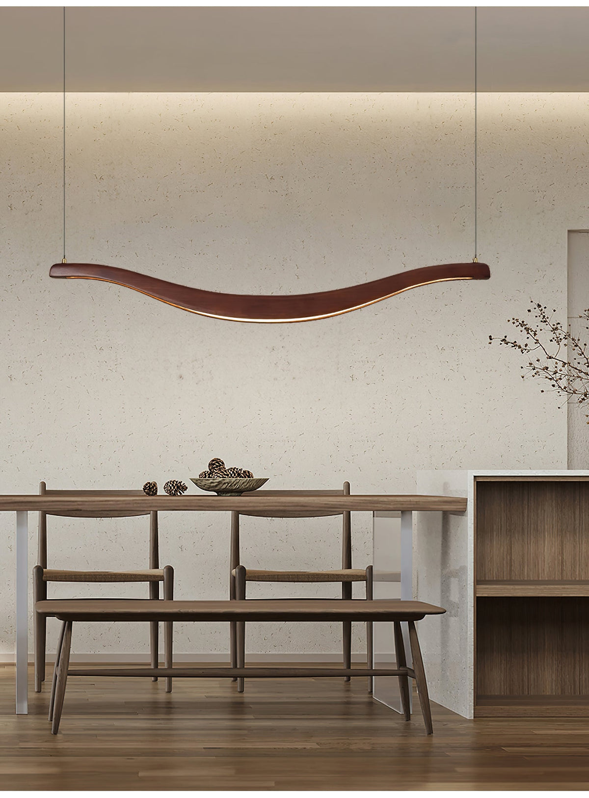 Wave-Shaped LED Chandelier with Dimmable Light