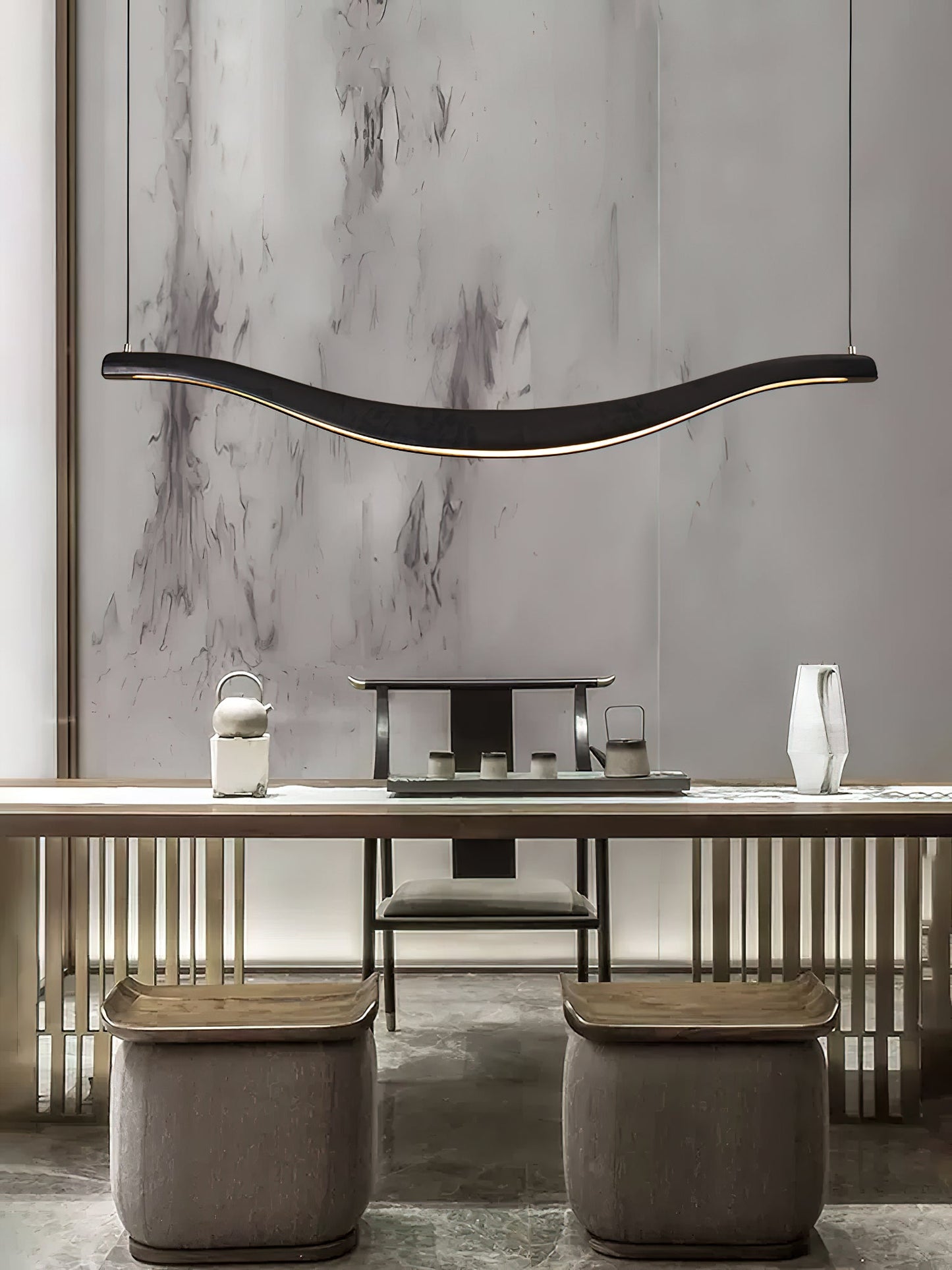 Wave-Shaped LED Chandelier with Dimmable Light