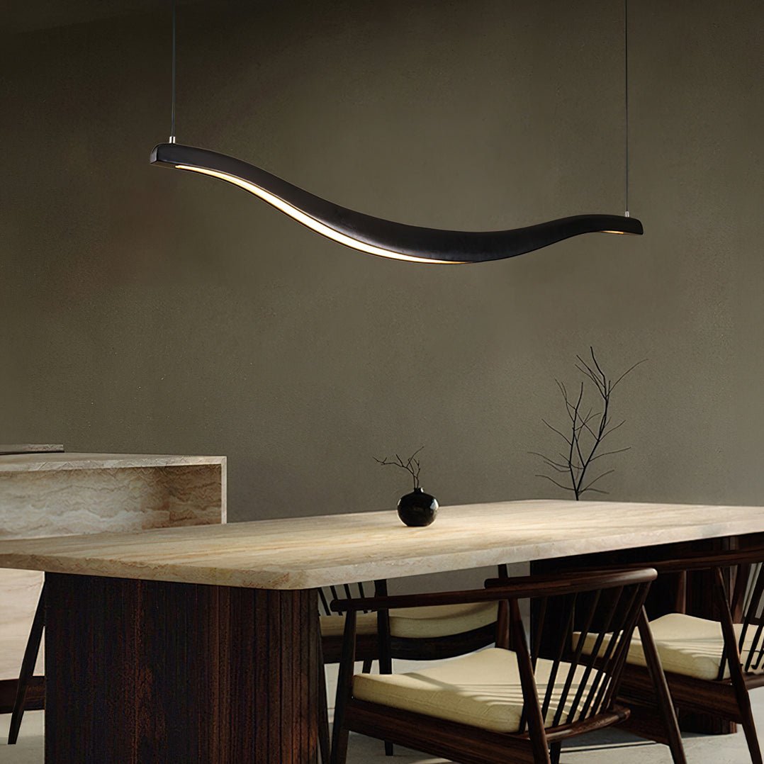 Wave-Shaped LED Chandelier with Dimmable Light — front view
