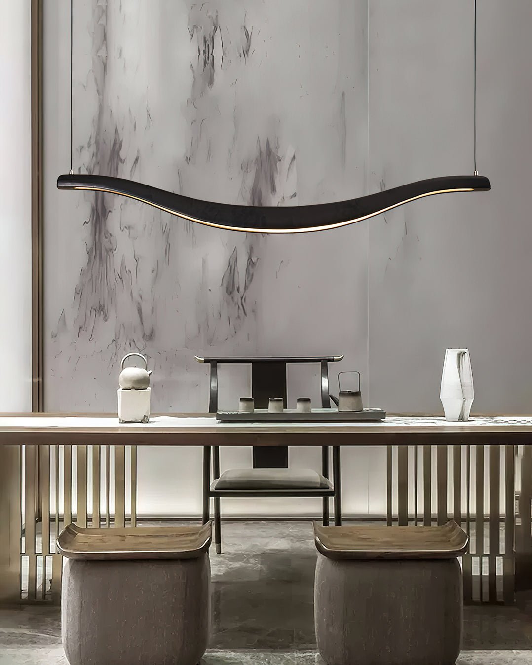 Wave-Shaped LED Chandelier with Dimmable Light
