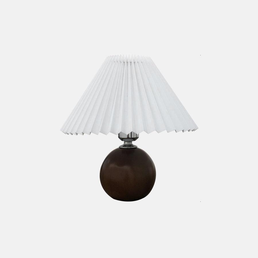Wooden Pleated Table Lamp with Adjustable Brightness