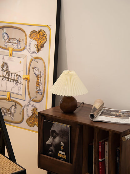 Wooden Pleated Table Lamp with Adjustable Brightness