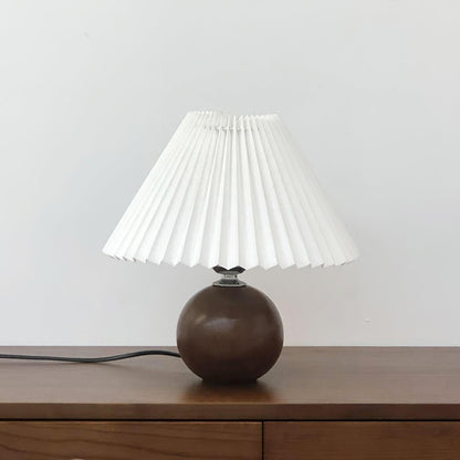 Wooden Pleated Table Lamp with Adjustable Brightness — front view