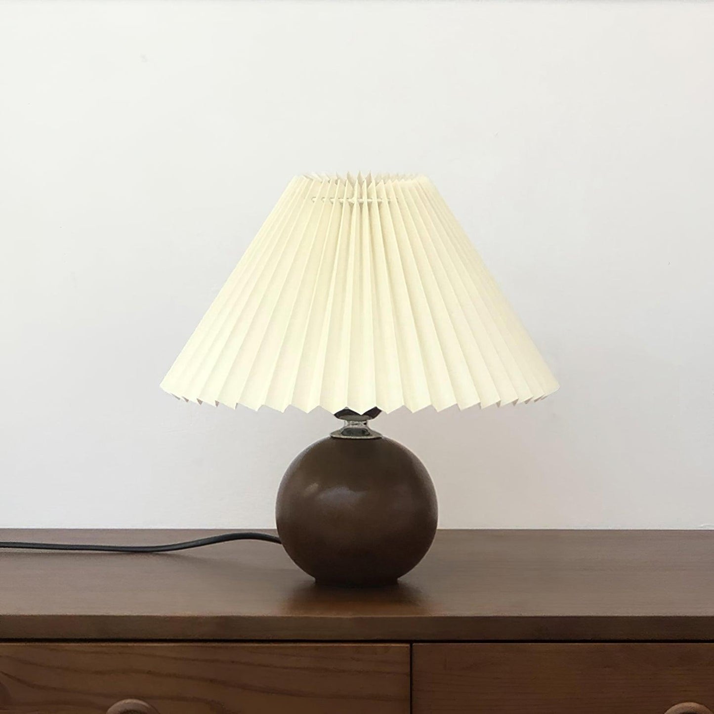 Wooden Pleated Table Lamp with Adjustable Brightness — side view