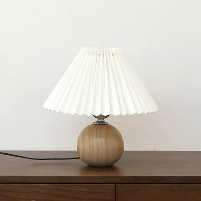 Wooden Pleated Table Lamp with Adjustable Brightness — detail view