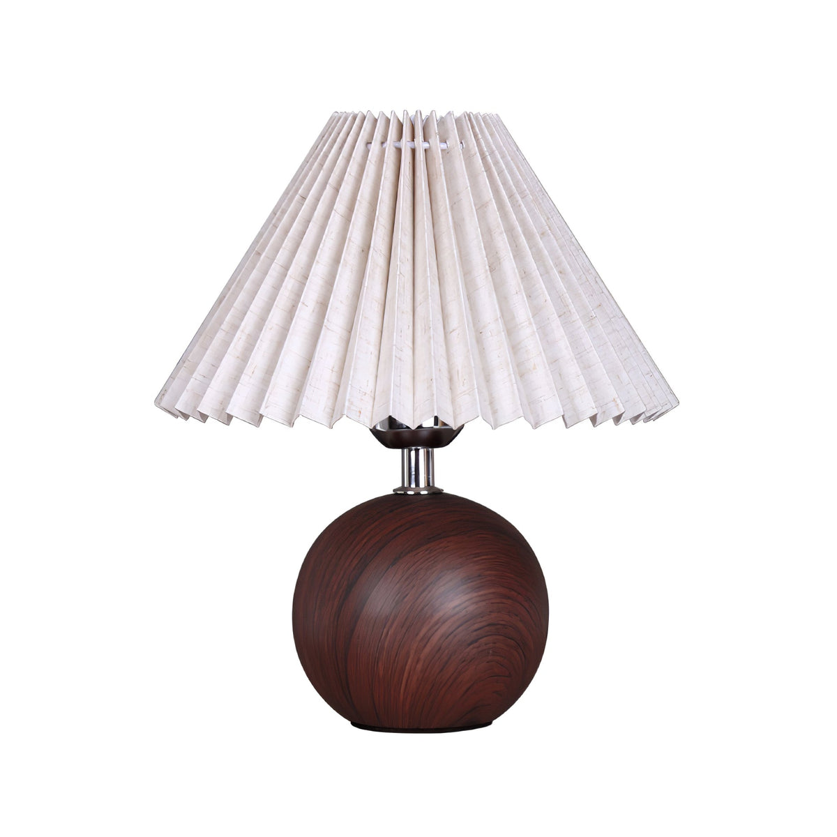 Wooden Pleated Table Lamp with Adjustable Brightness