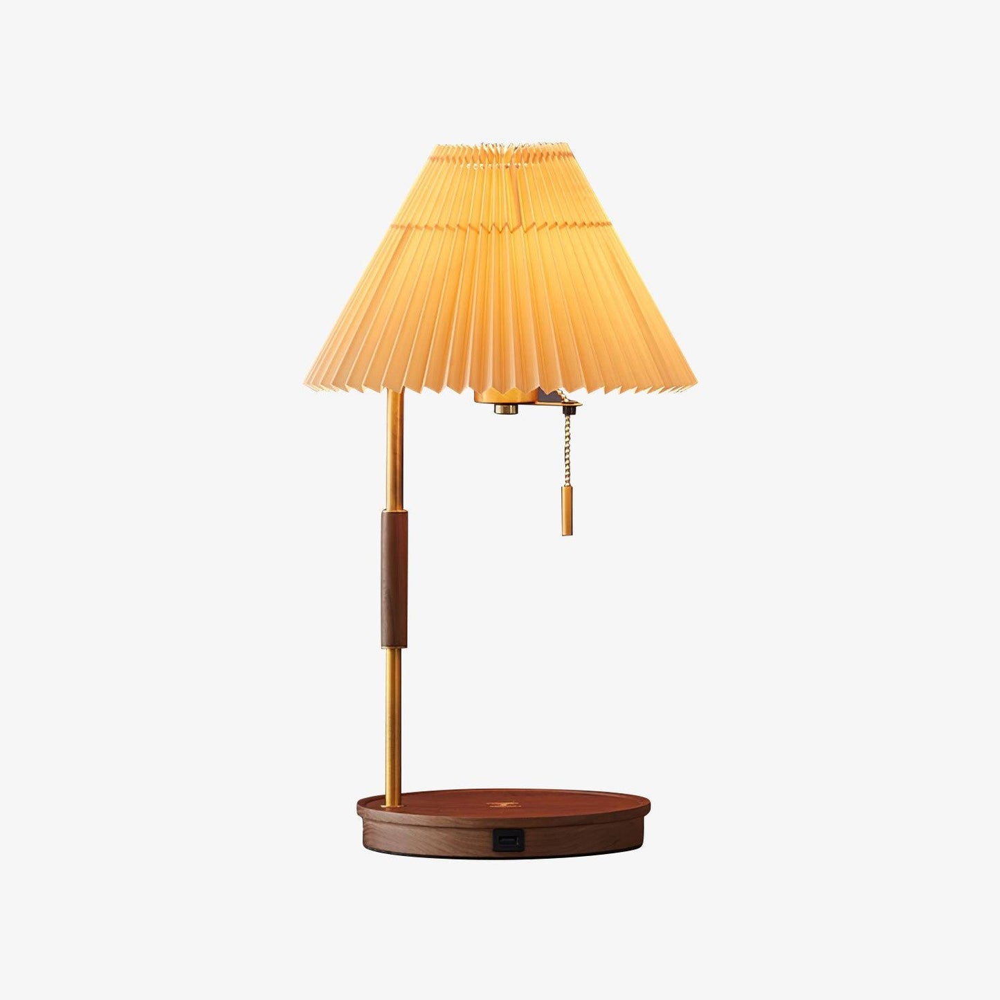 Vintage Wooden Table Lamp, Wireless Charging