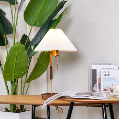 Vintage Wooden Table Lamp, Wireless Charging — alternate angle