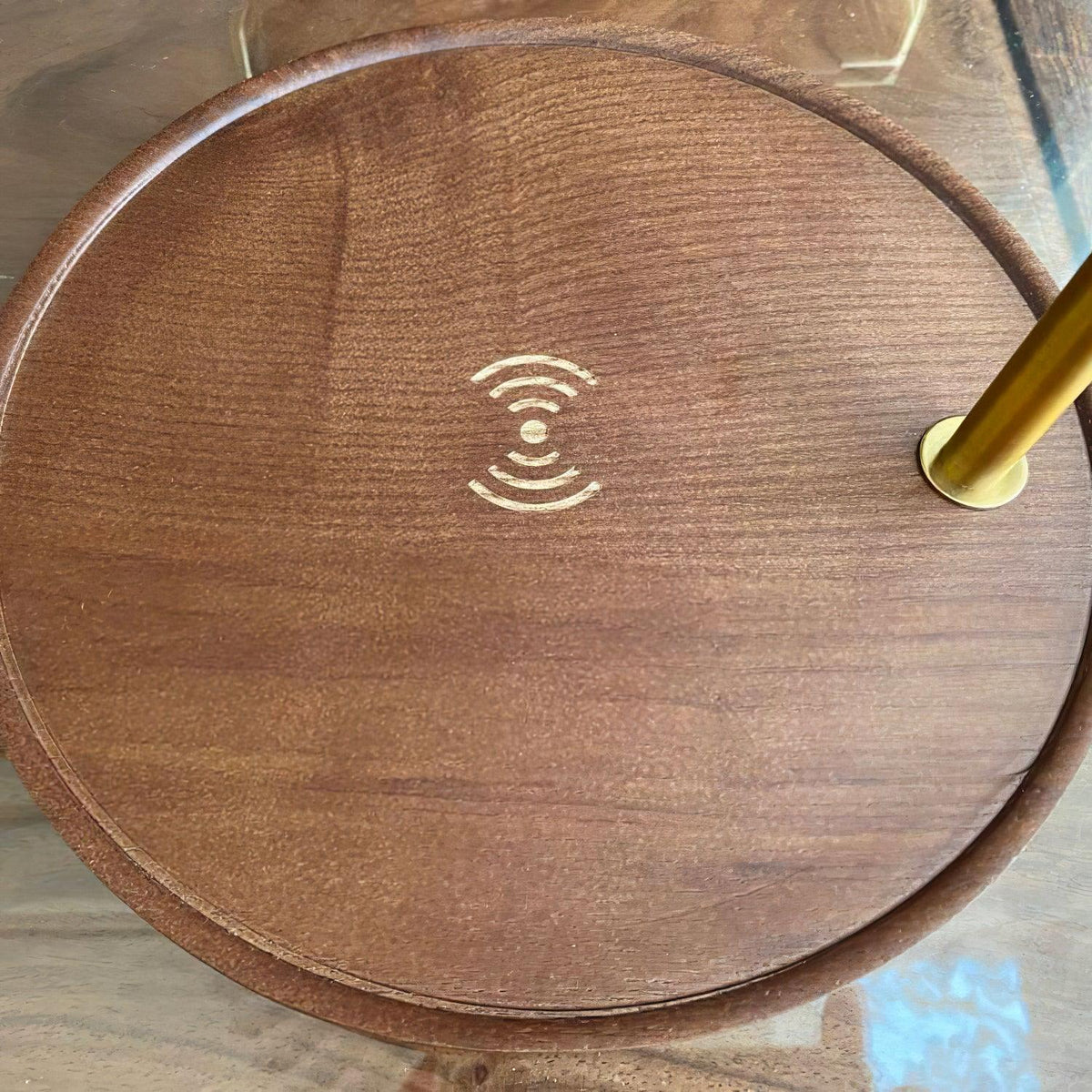 Vintage Wooden Table Lamp, Wireless Charging